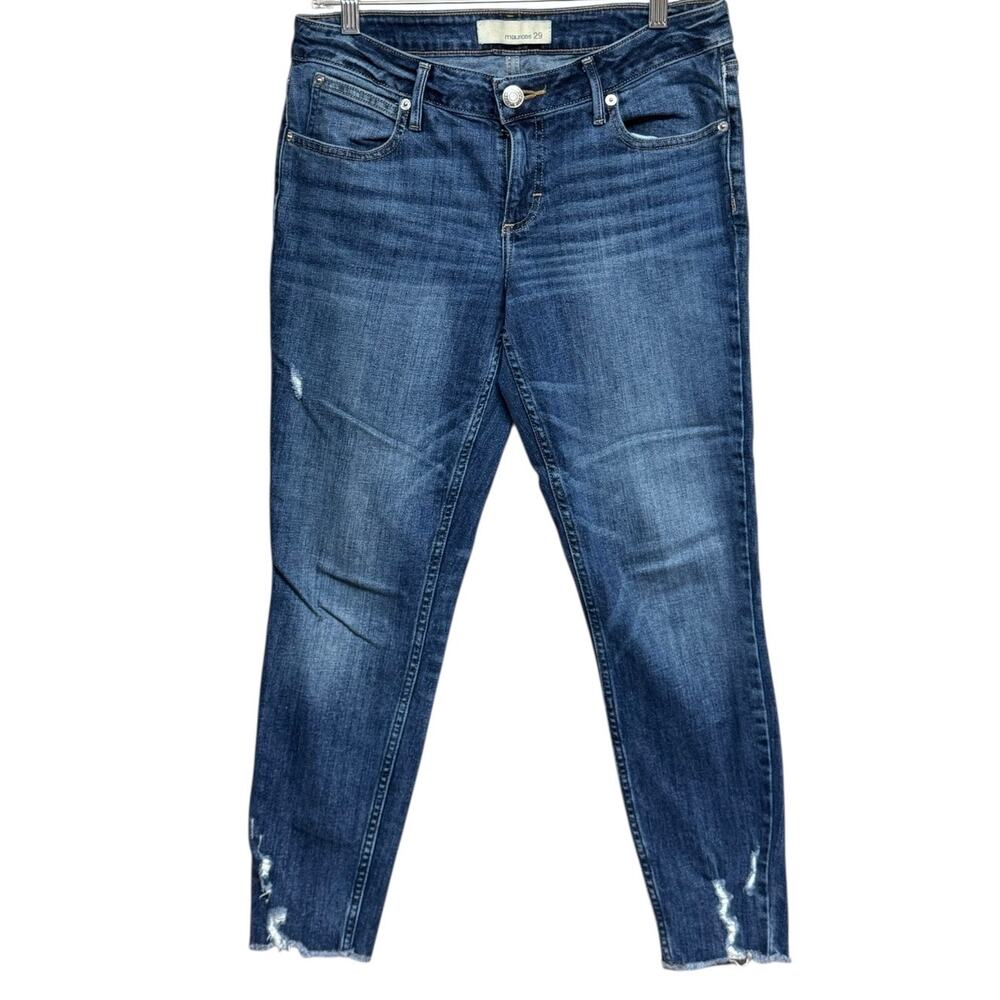 Maurices Skinny Stretch Mid Rise Frayed Hem Jeans Size 29